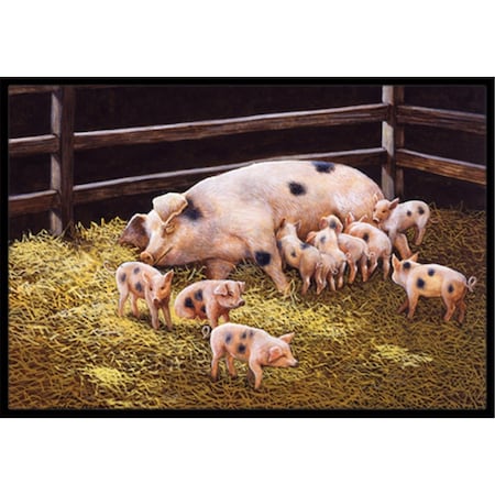 Carolines Treasures Pigs Piglets at Dinner Time Indoor or Outdoor Mat- 18 x 27 BDBA0296MAT